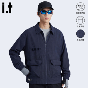 新款 翻领夹克外套男2026年春季 格纹设计感上衣3P izzue原创工装