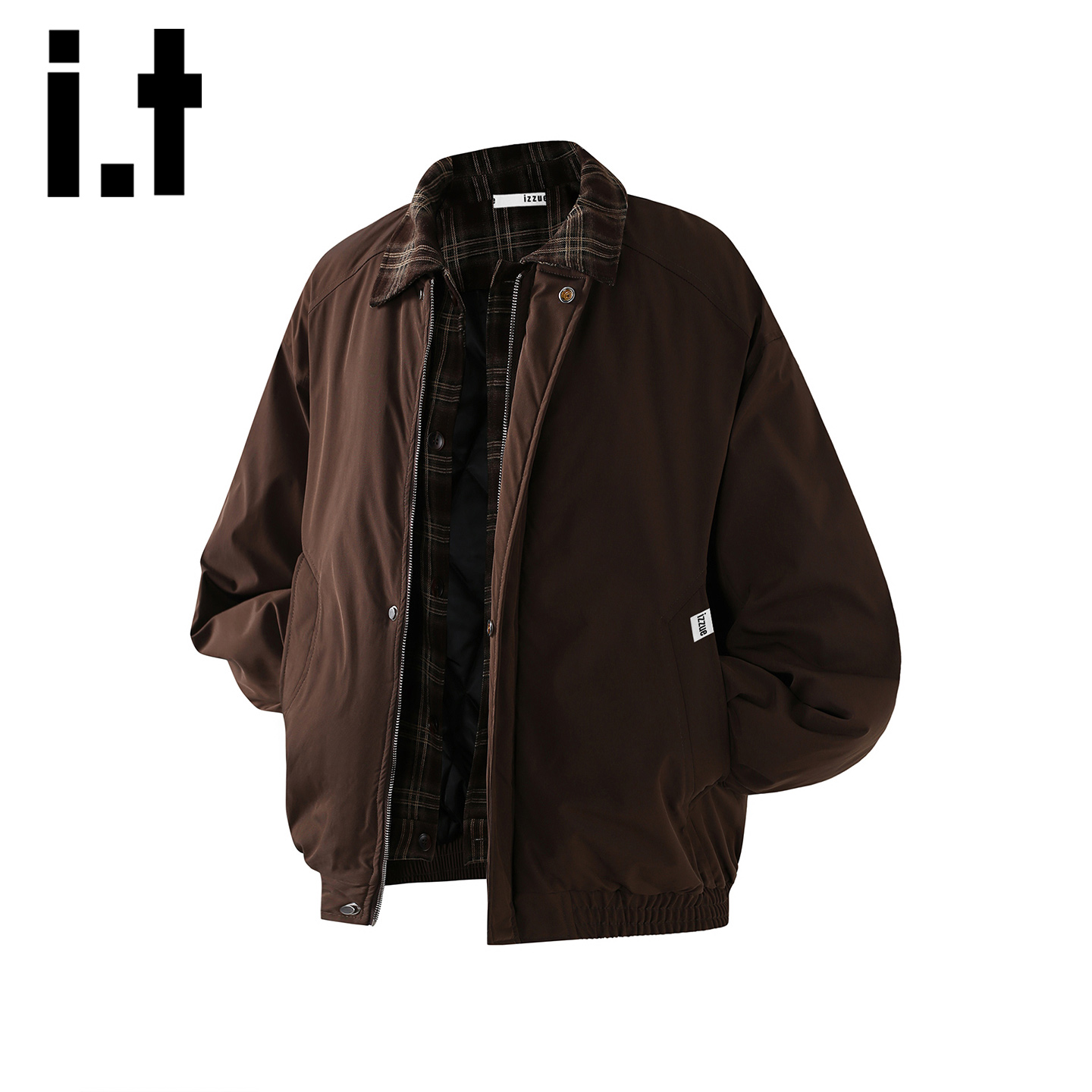 itizzue美式棕色飞行夹克男冬季