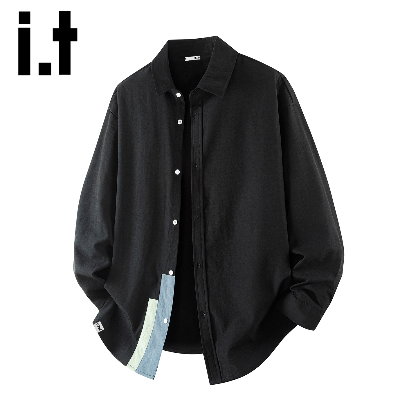 itizzue潮牌设计感撞色衬衫男