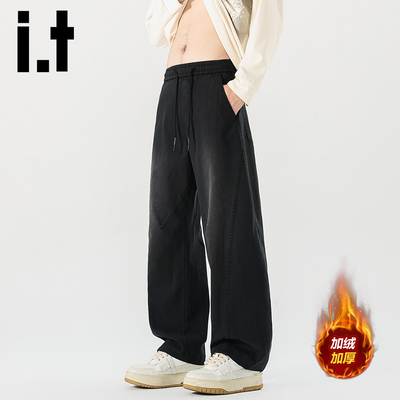 itizzue秋冬季潮牌加绒牛仔裤男