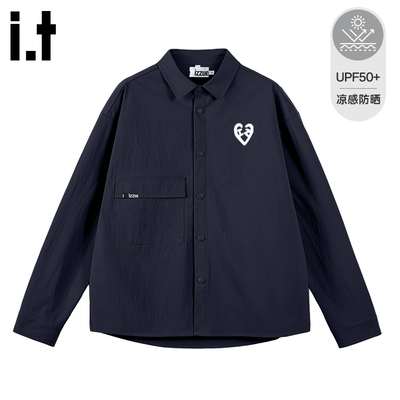 it izzue新款衬衫男装长袖开衫2025春秋外套韩式潮牌翻领衬衣1P