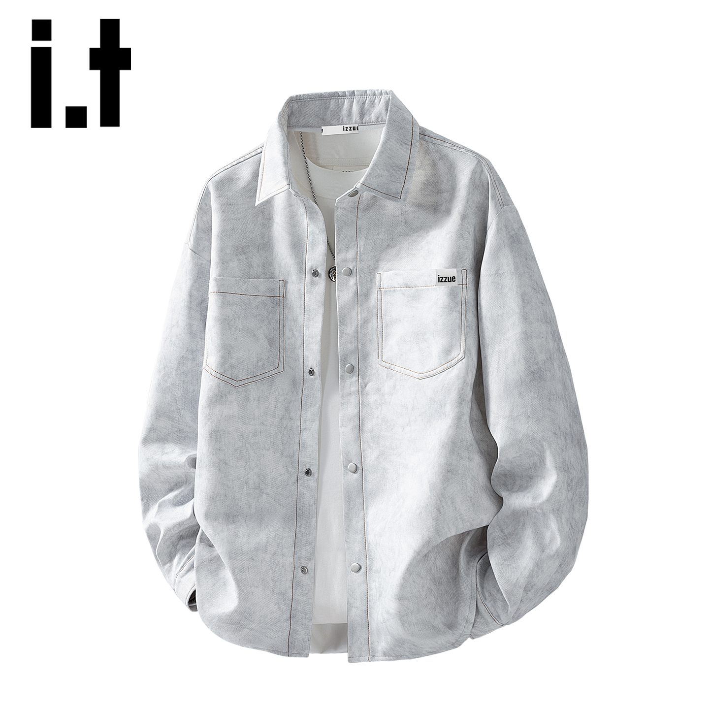 itizzue潮牌重磅扎染长袖衬衫男