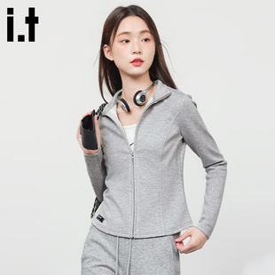 it izzue原创女装拉链立领夹克2025秋季新款时尚运动风短款外套3P