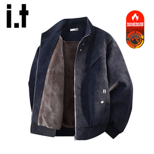 飞行服棒球领夹克男Y 加厚秋冬季 izzue美拉德皮衣外套男士
