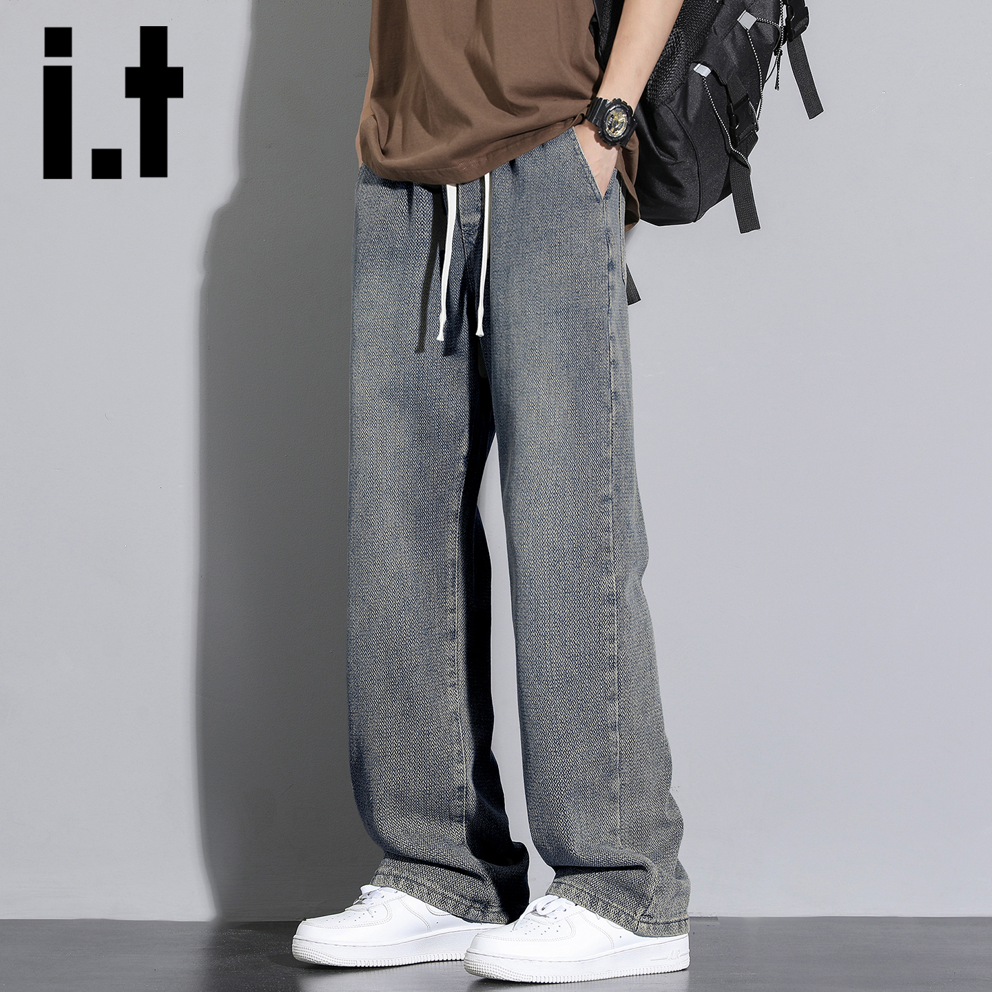 itizzue美式复古牛仔裤男款秋冬