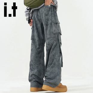 工装 裤 男春秋季 宽松休闲裤 扎染大码 高街阔腿裤 子男Y izzue美式