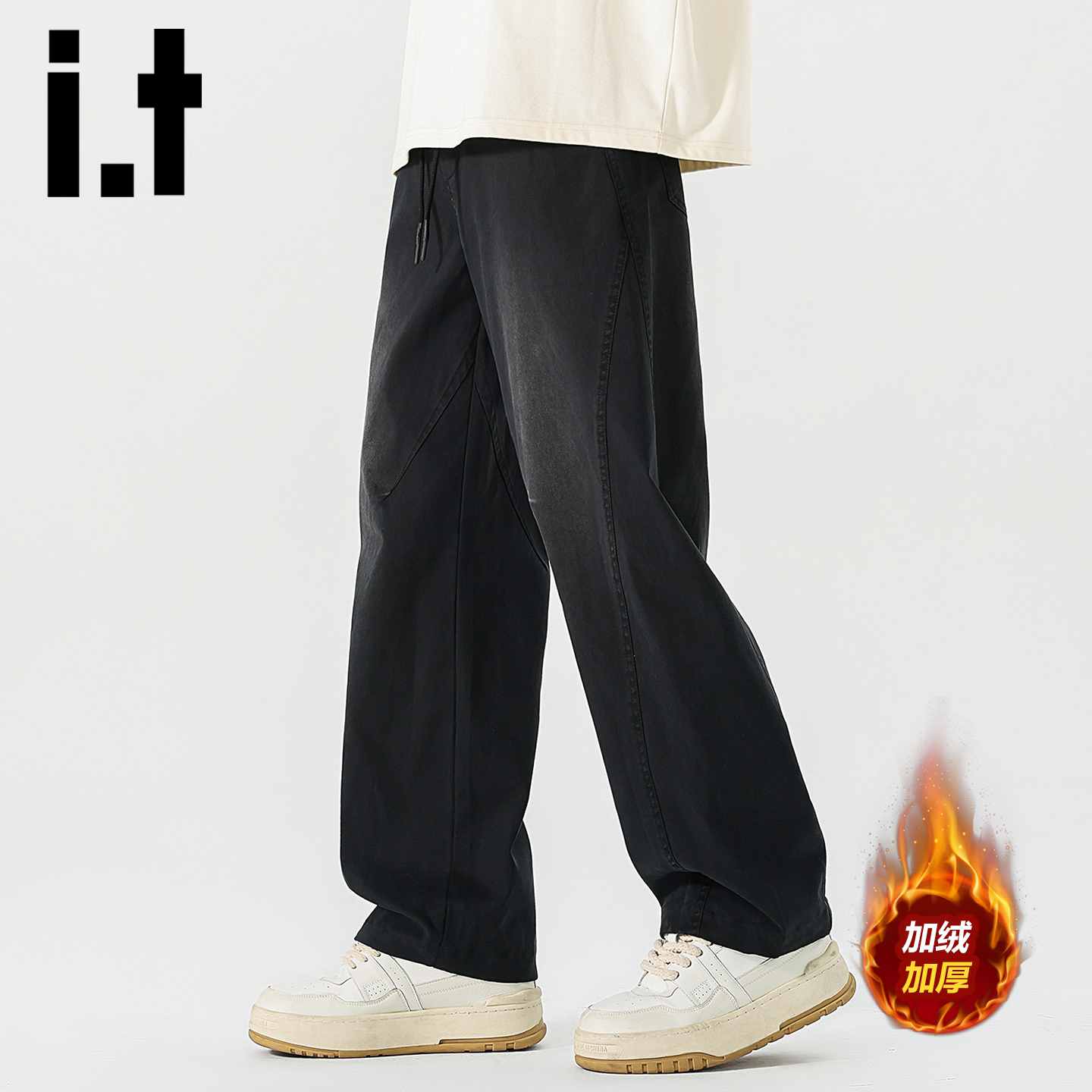 itizzue美式黑色复古牛仔裤男