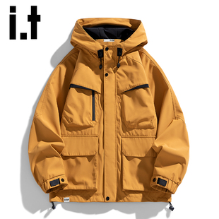 izzue 潮牌户外运动冲锋衣男2025秋季 工装 夹克衫 防风保暖