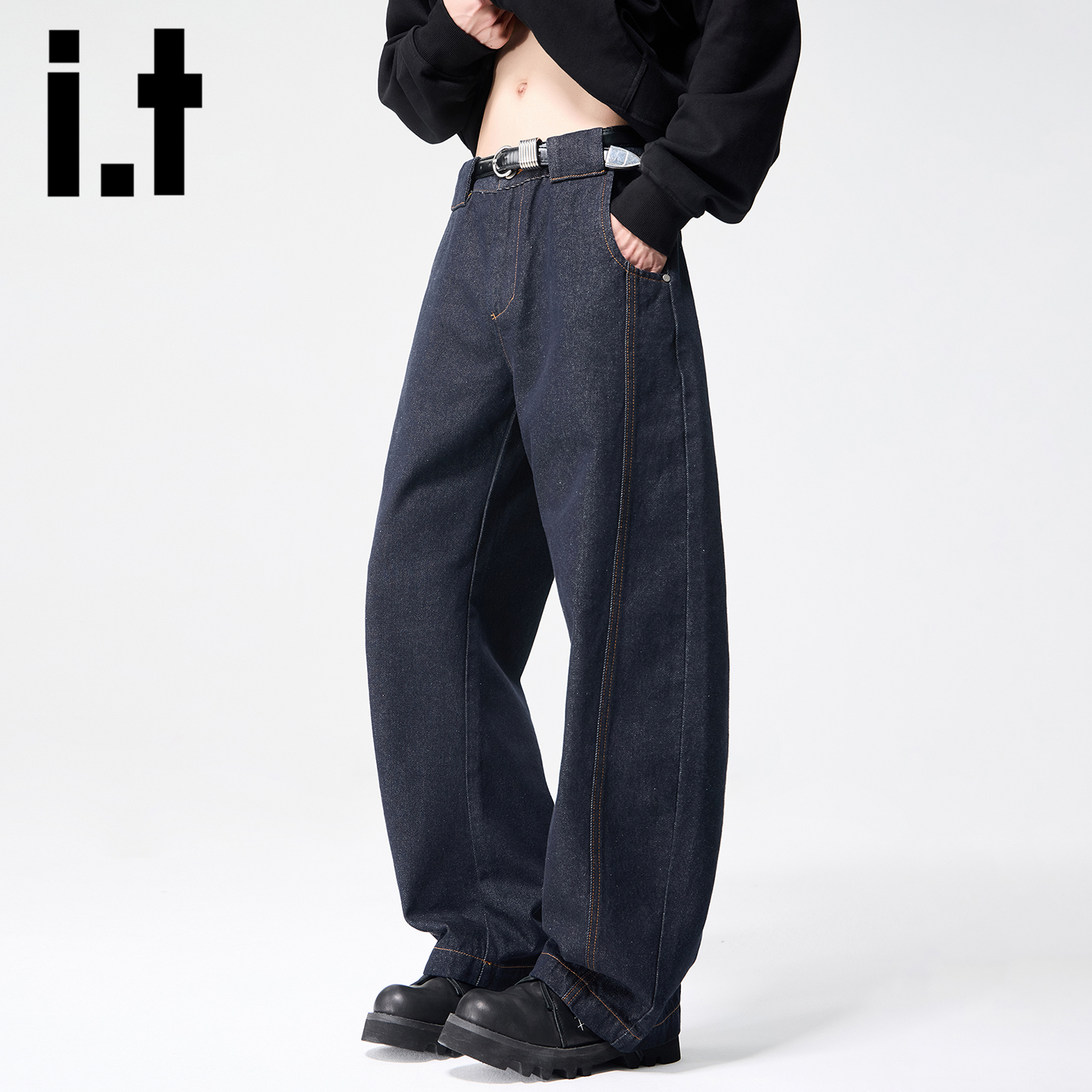 itizzue美式复古水洗牛仔裤男