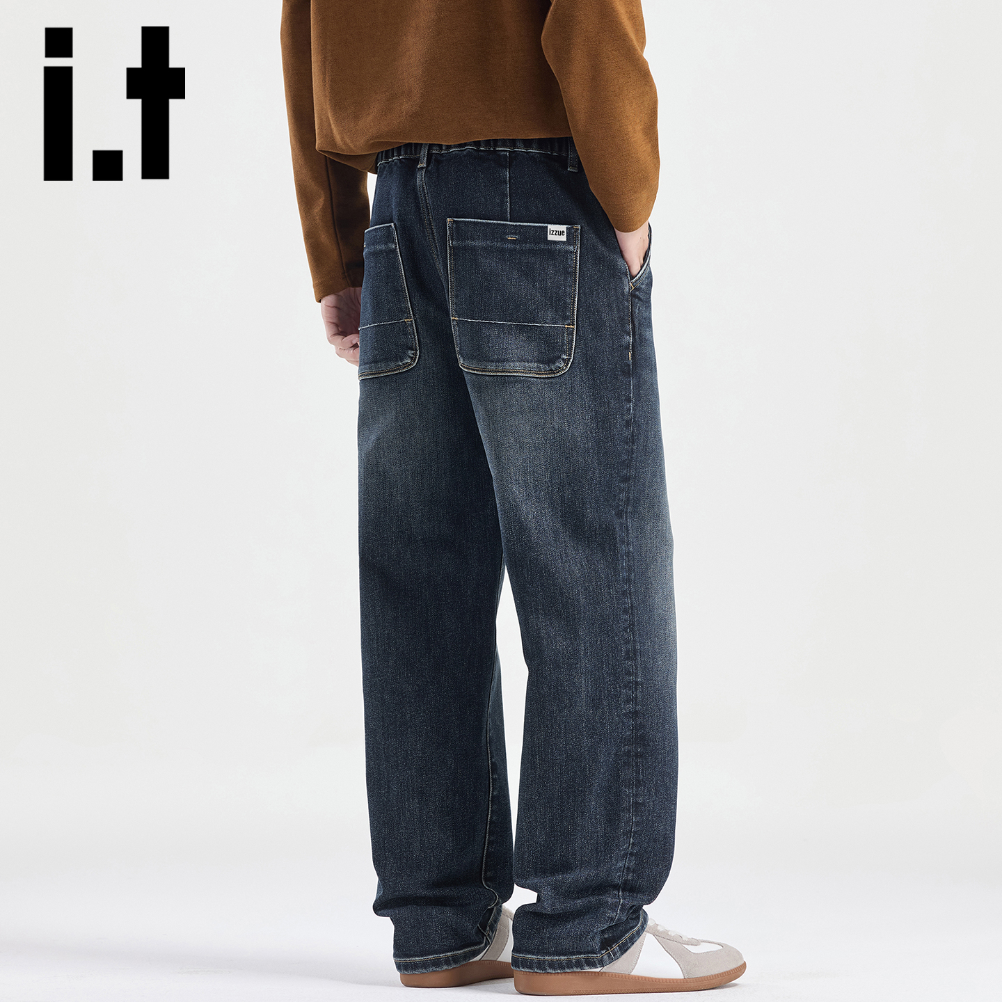 itizzue美式复古水洗牛仔裤男