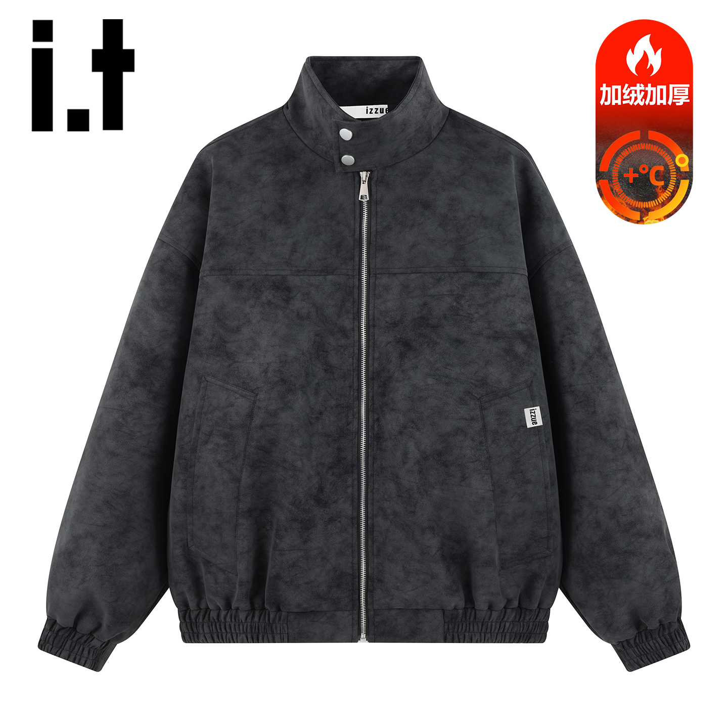 itizzue美式复古立领皮衣夹克