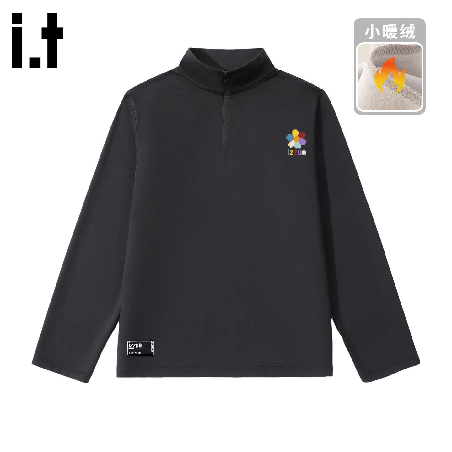 itizzue半拉链小暖绒长袖T恤男