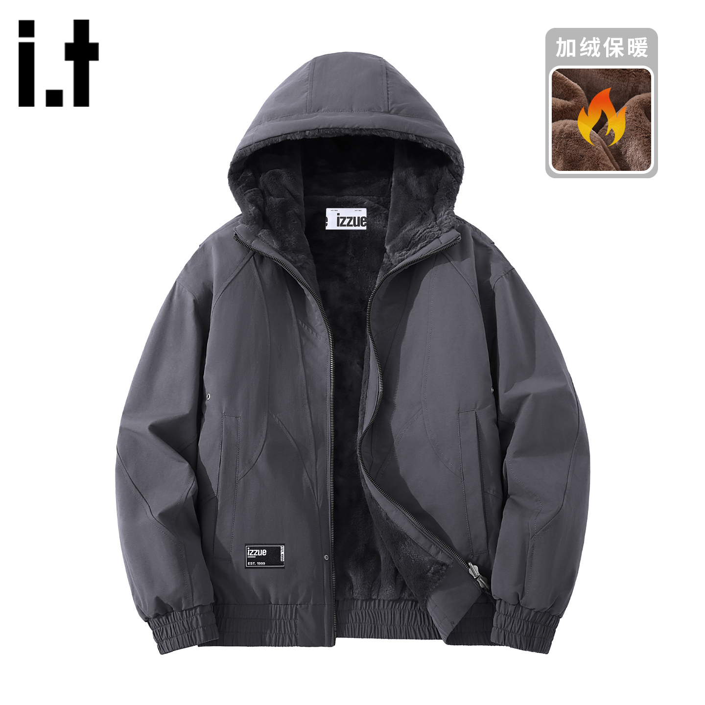 itizzue连帽双面穿棉服夹克男士