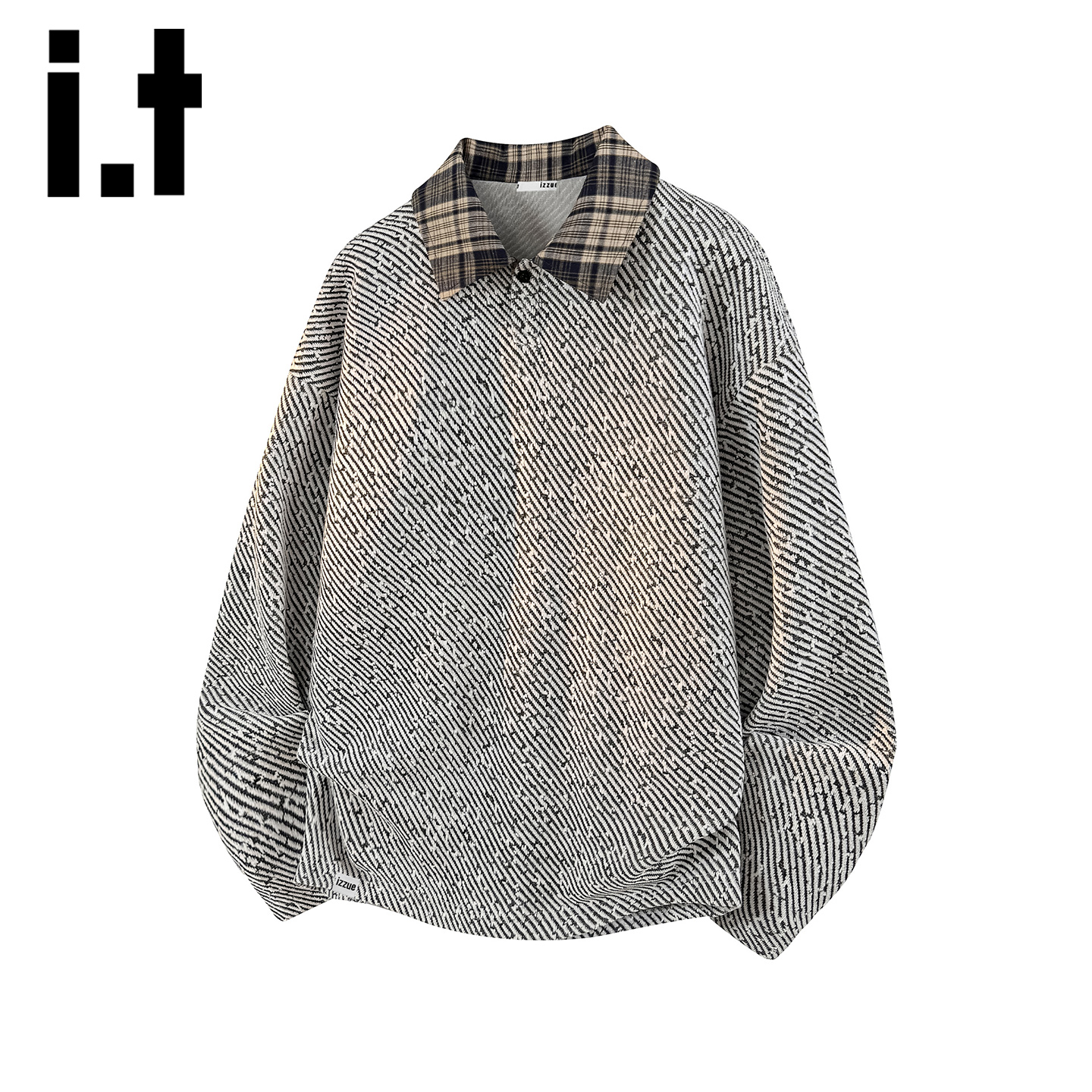 itizzue潮牌复古条纹POLO衫卫衣