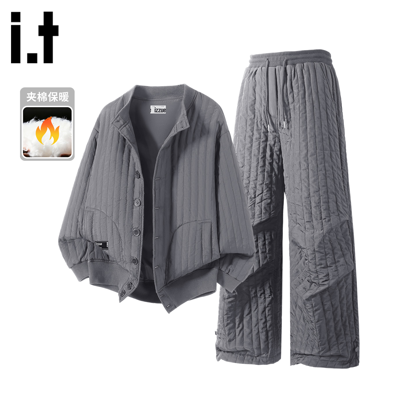 itizzue夹棉外套裤子男女款套装
