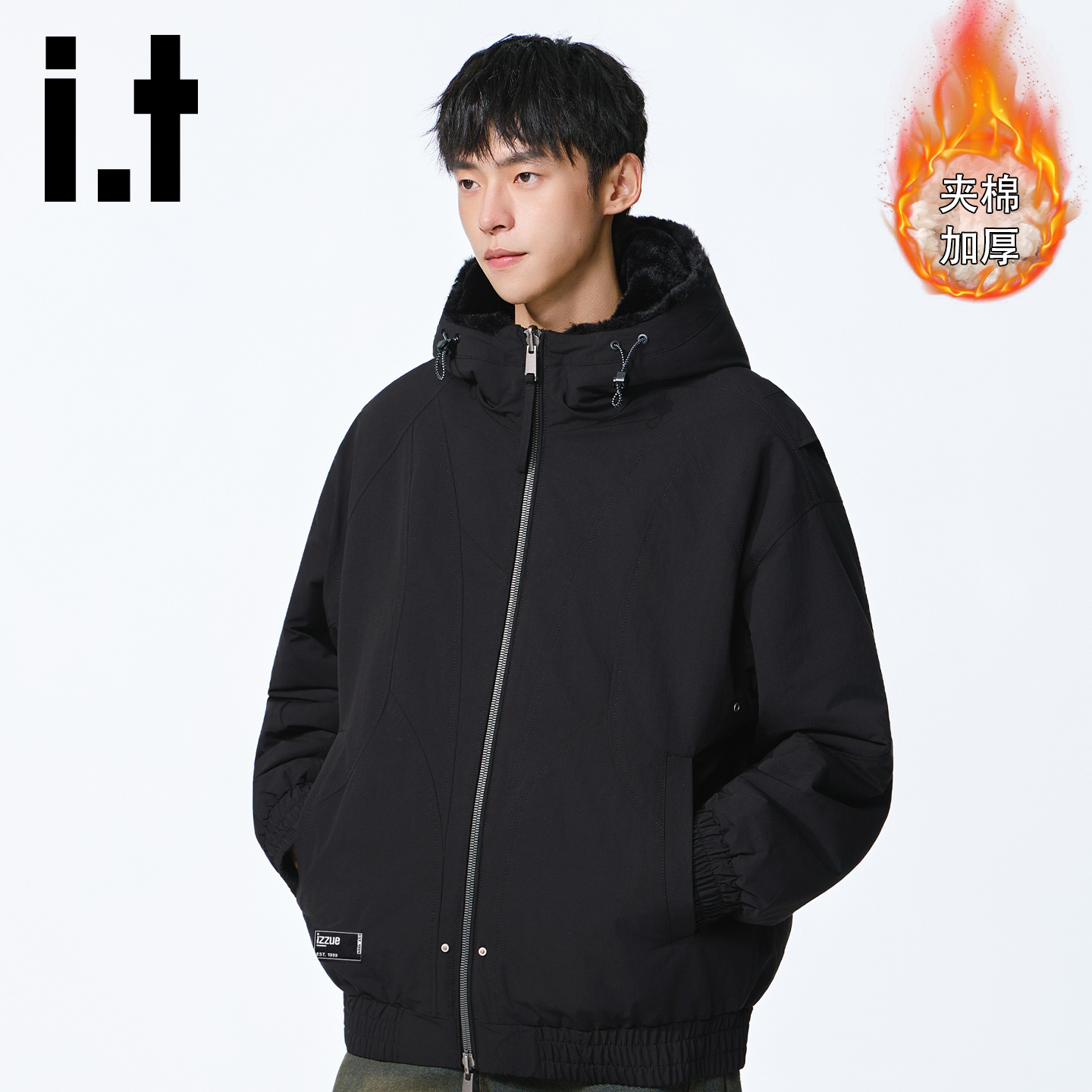 it棉服男冬季防风抗寒连帽棉衣