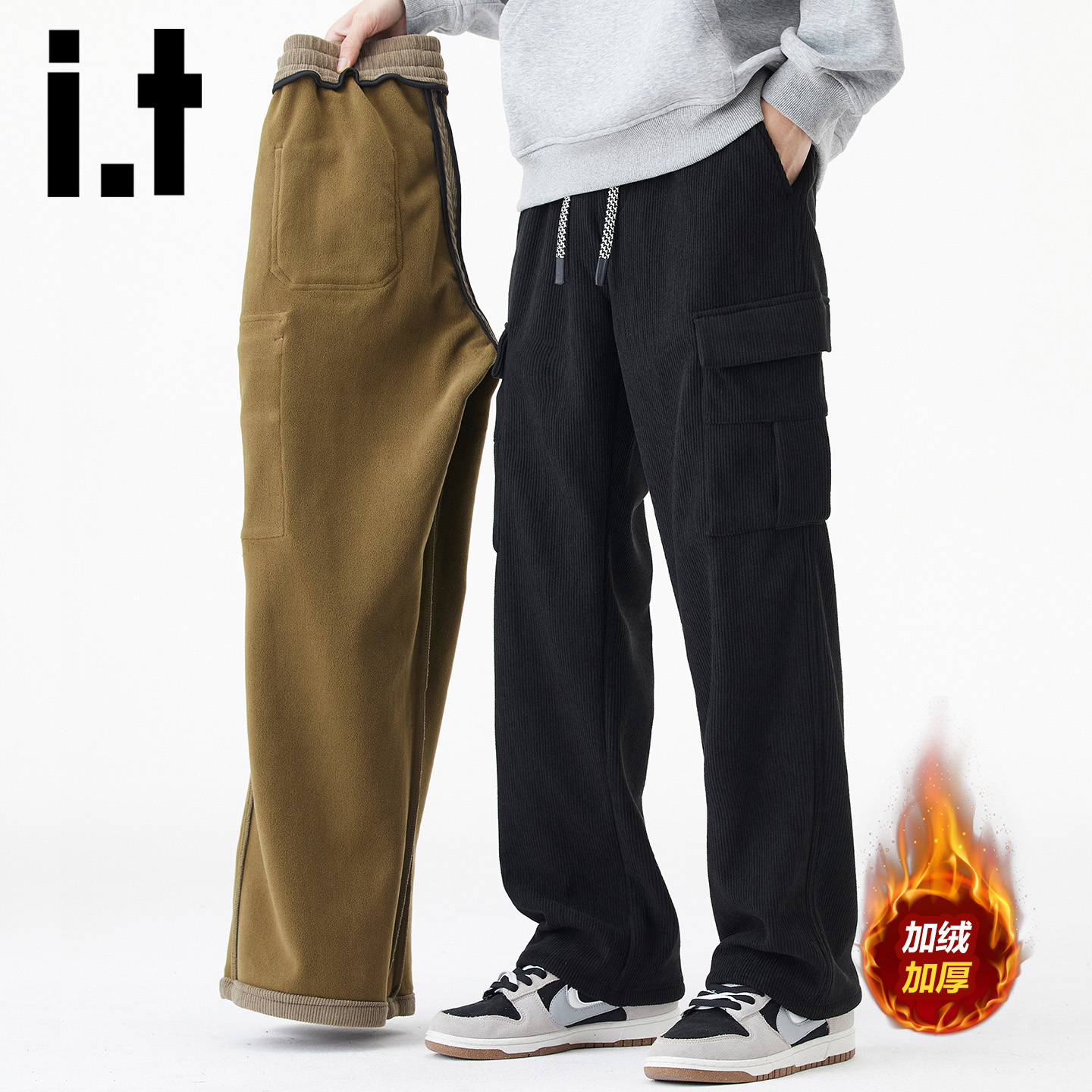 itizzue工装风灯芯绒休闲裤男