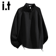 it izzue美式重磅半拉链卫衣男士2025秋冬季潮牌立领休闲打底衫Y