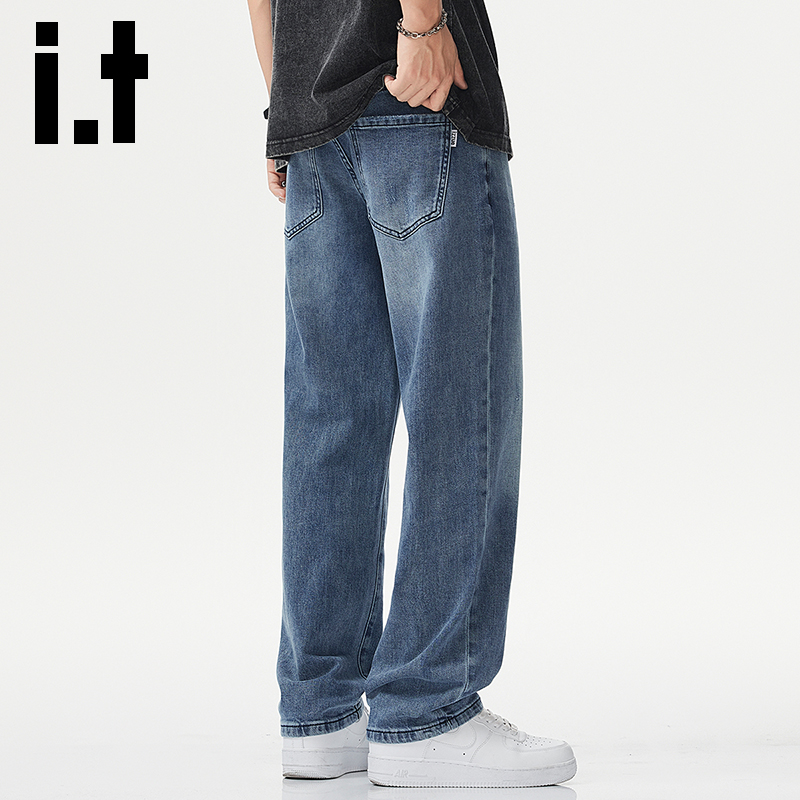 itizzue美式复古水洗牛仔裤男