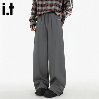 it izzue官方新款男装卫裤2025早秋潮牌运动休闲透气长裤直筒裤1P