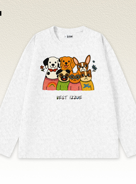 itizzue潮牌白色长袖T恤男女2025新款秋季宽松内搭打底衫上衣女4P