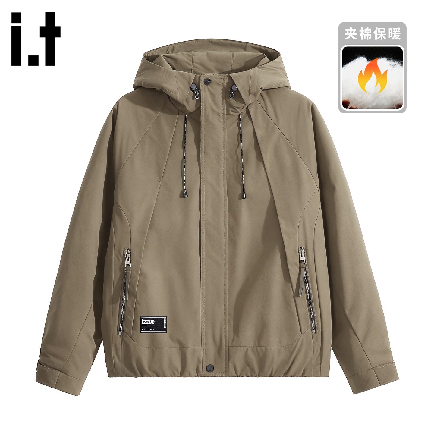 itizzue原创连帽夹棉棉服夹克男