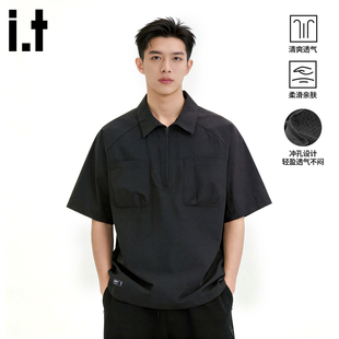 短袖 POLO衫 男士 潮牌半拉链衬衫 翻领工装 2026年夏季 izzue新款