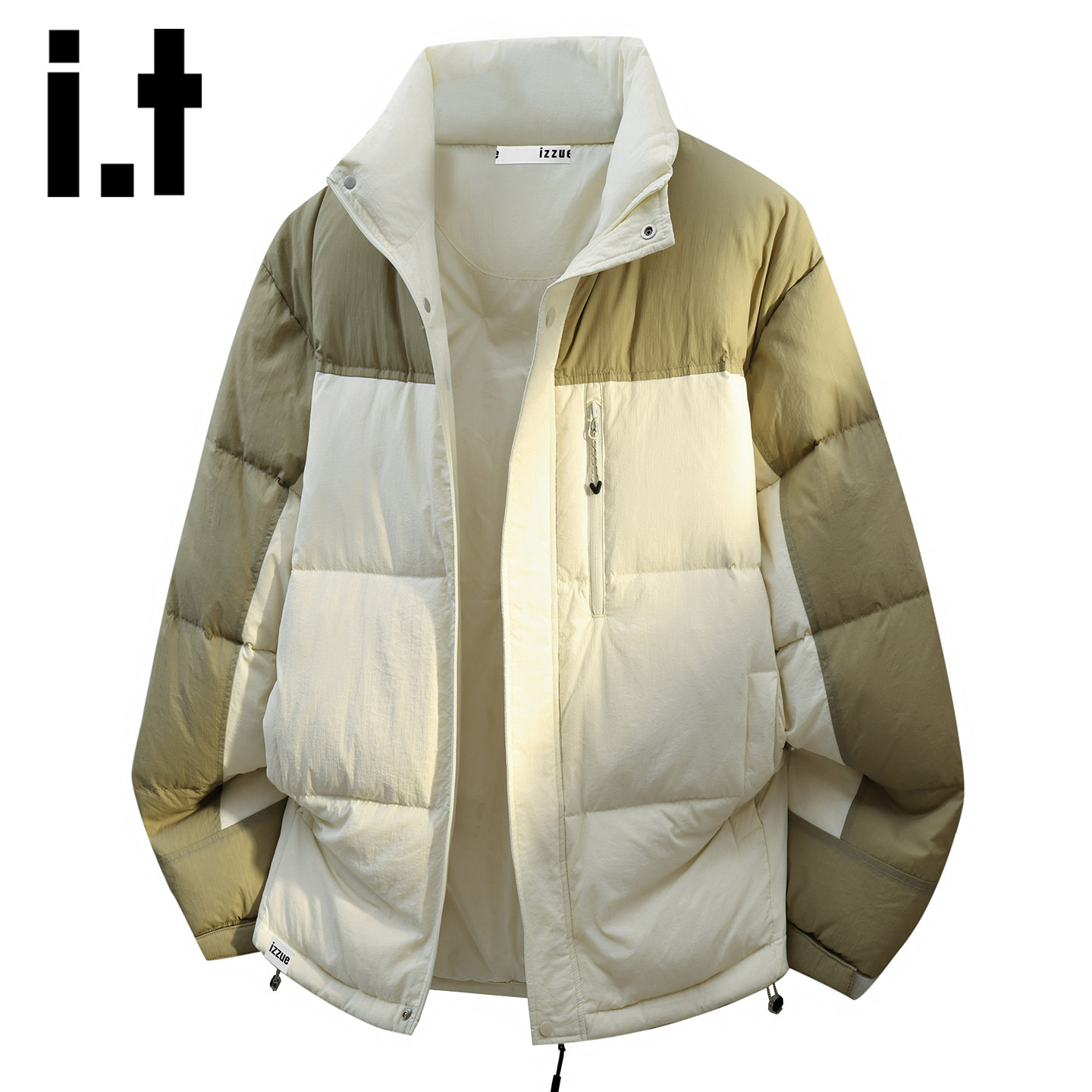 itizzue短款撞色立领羽绒服男