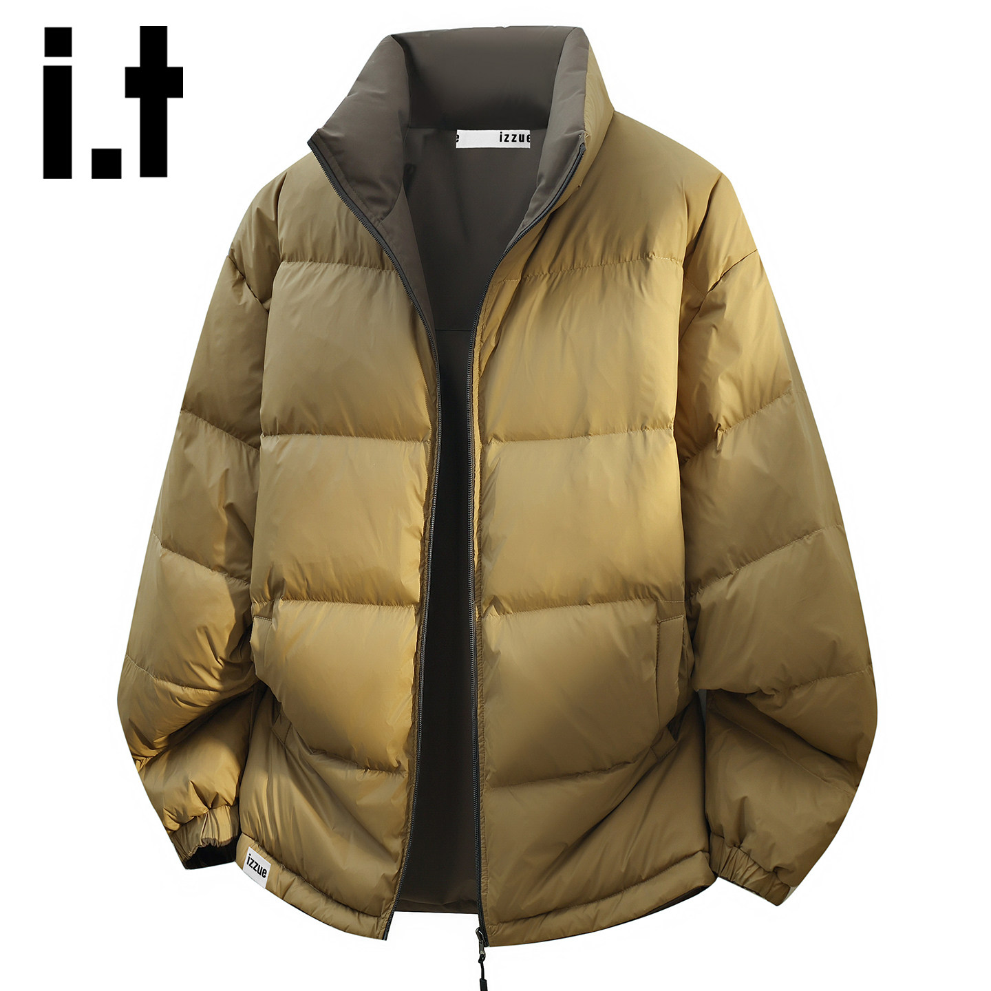 itizzue户外双面穿立领羽绒服男