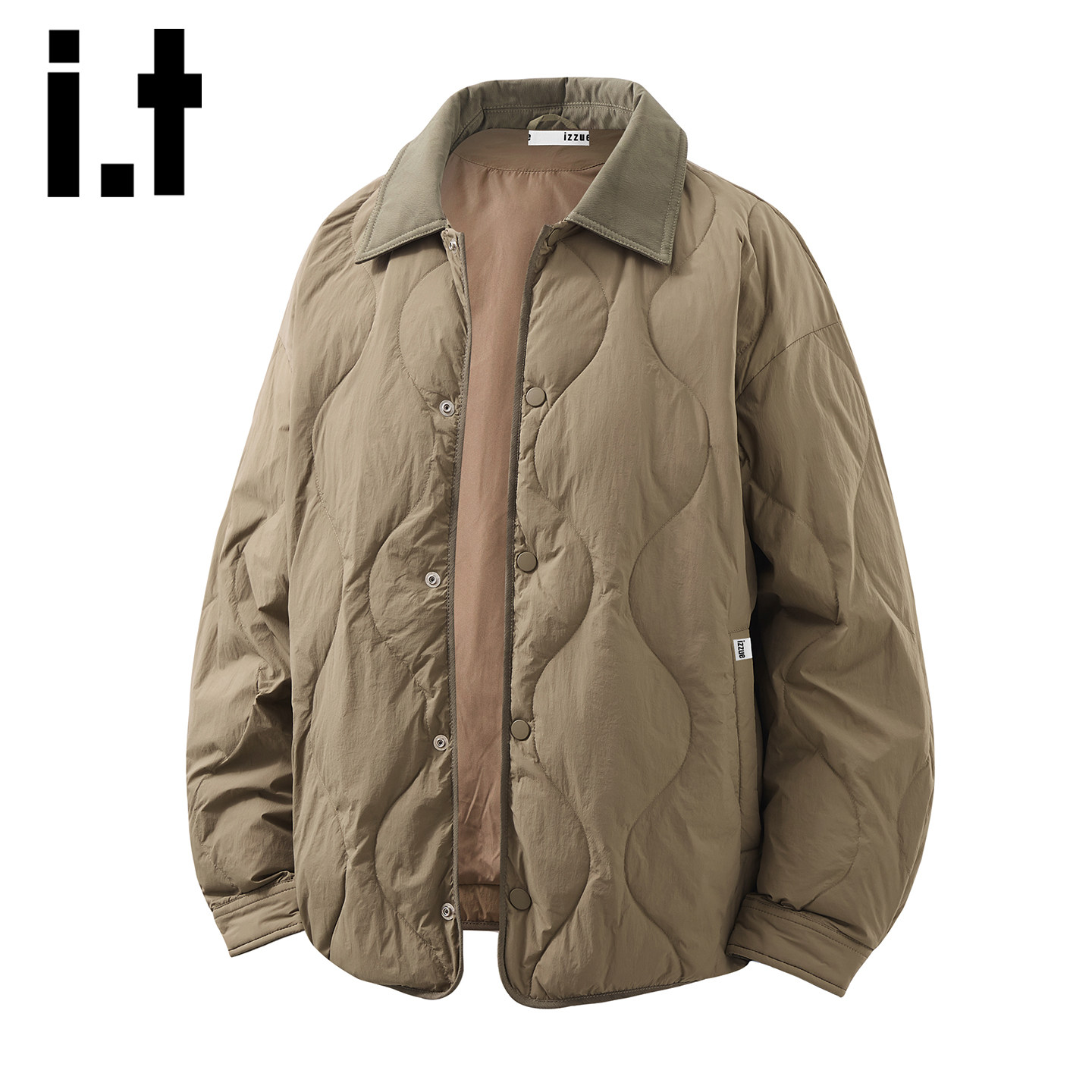itizzue轻薄翻领羽绒服男秋冬季