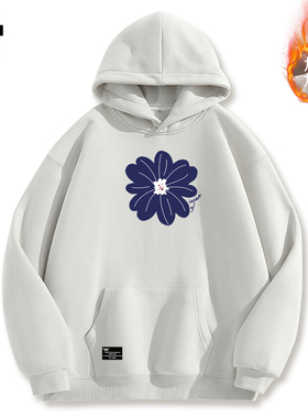 it izzue灰色卫衣男女加绒韩式休闲风连帽衫冬季新款保暖情侣装4P