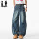 izzue 复古蓝弯刀牛仔裤 男款 2026春秋潮牌痞帅宽松垂感阔腿裤