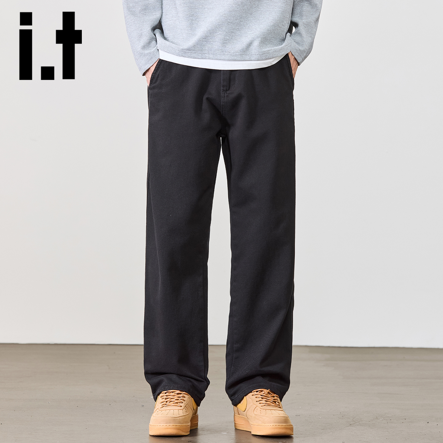 itizzue官方纯棉直筒休闲裤男士