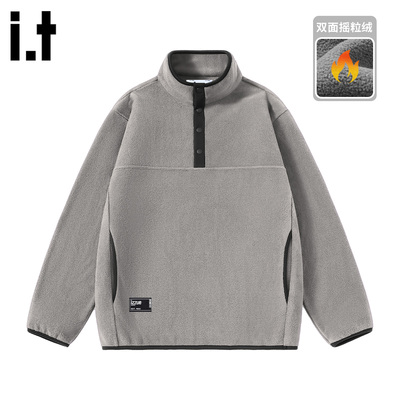 itizzue原创加绒半开衫卫衣男