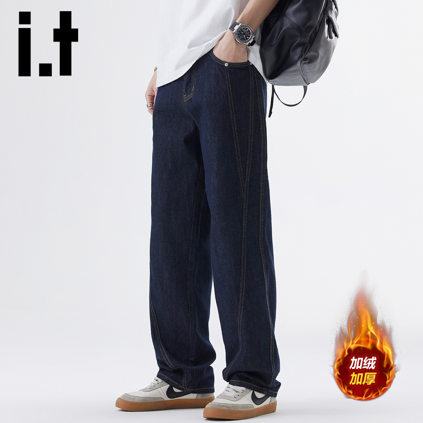 itizzue美式复古牛仔裤男
