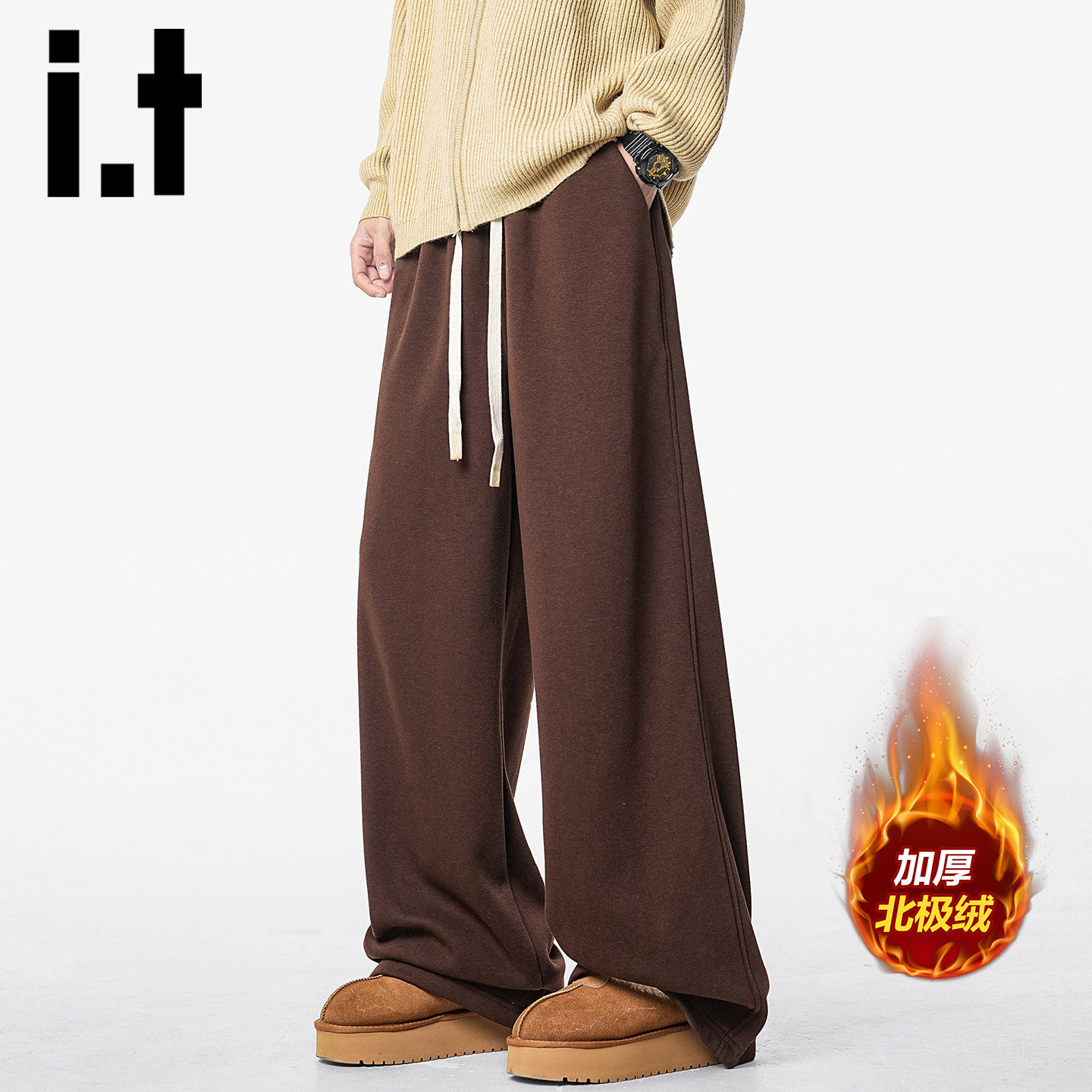 itizzue休闲裤男冬季加绒加厚