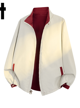 it izzue潮牌户外防风双面穿夹克男秋冬情侣百搭休闲红色外套Y