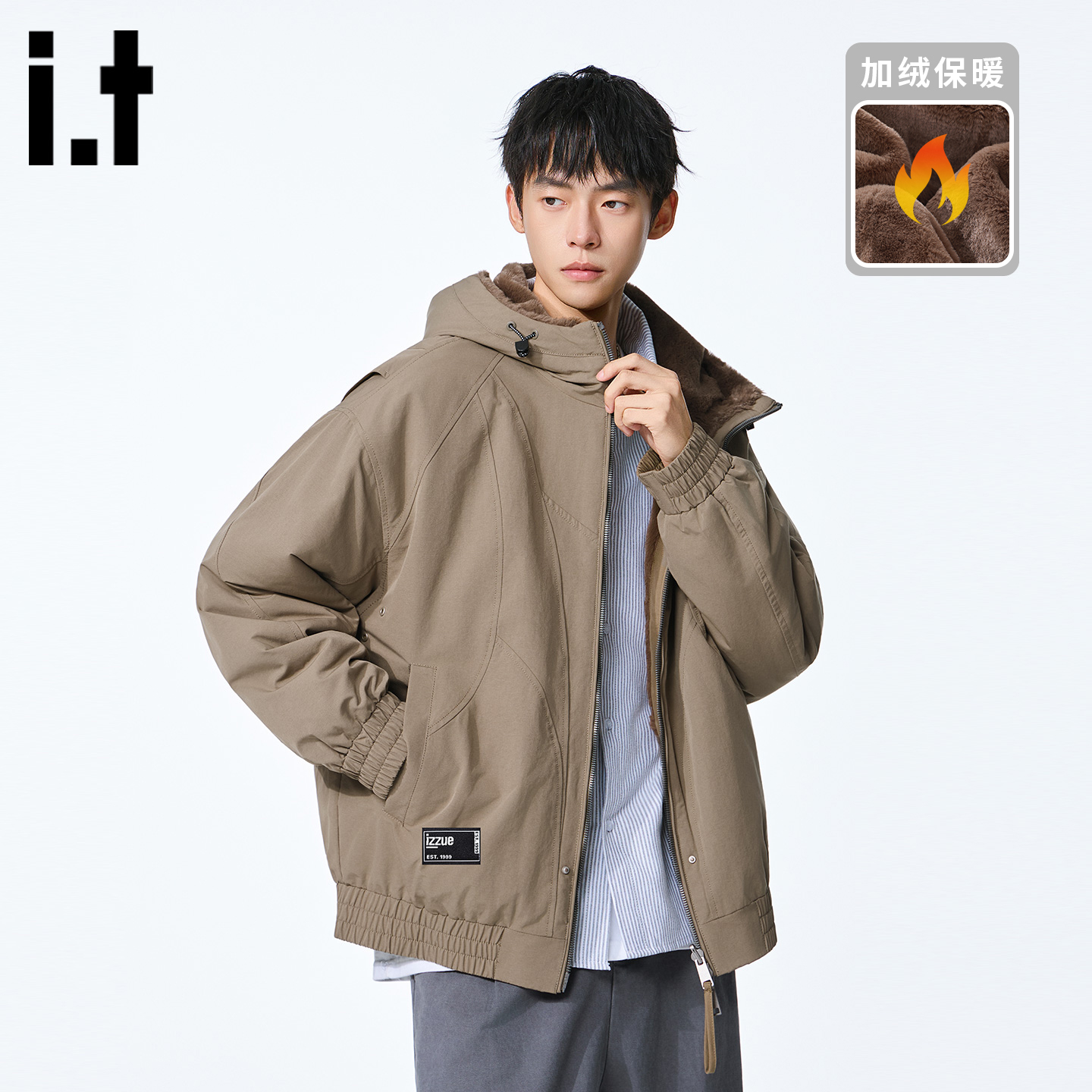 itizzue原创夹棉连帽棉服夹克男