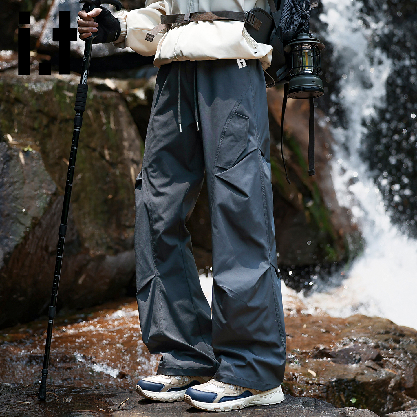 itizzue美式机能软壳冲锋裤男秋