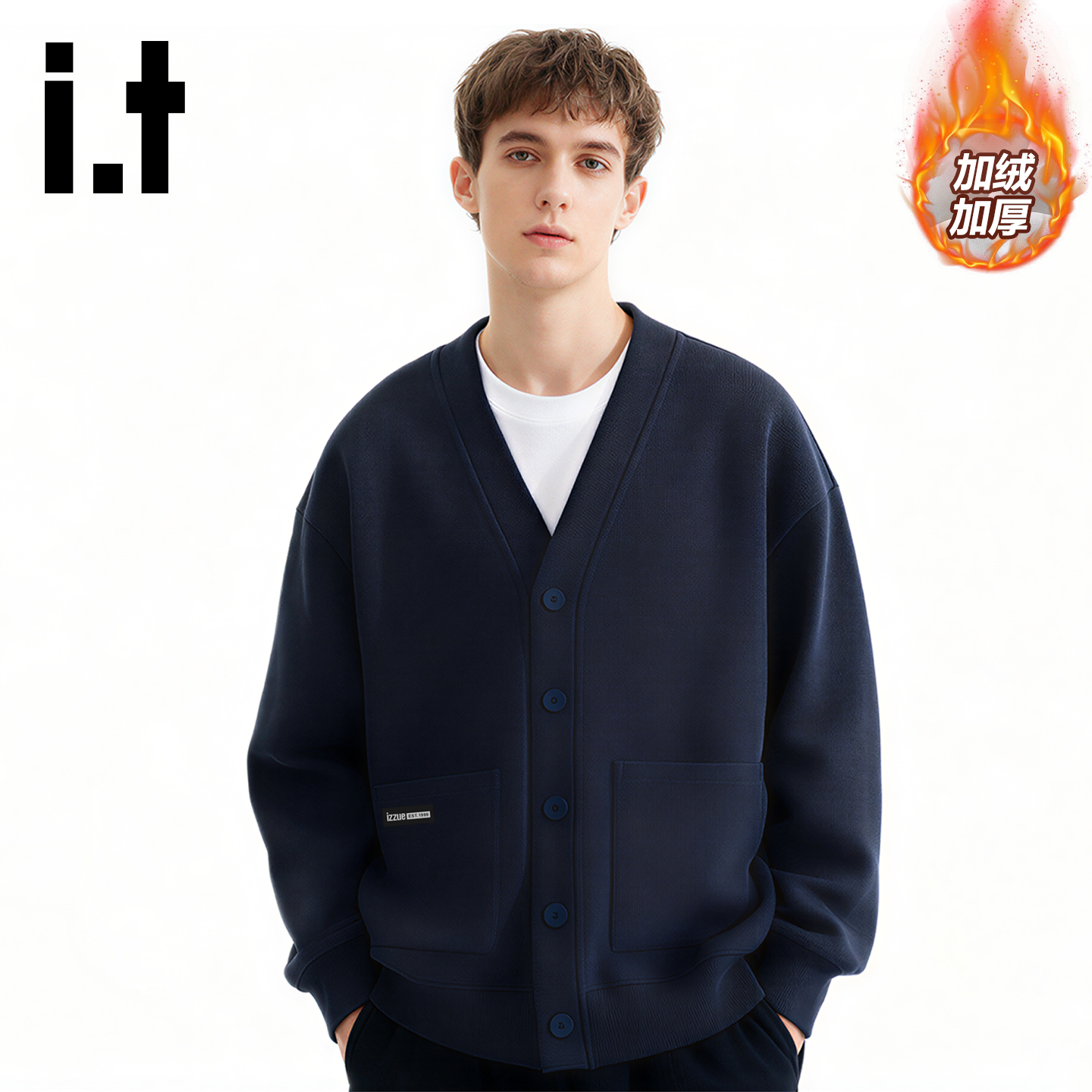 it外套男加绒冬季开衫夹克