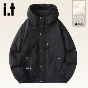 izzue厚款 新款 外套男士 夹克官方冬季 保暖上衣4P 户外运动风工装