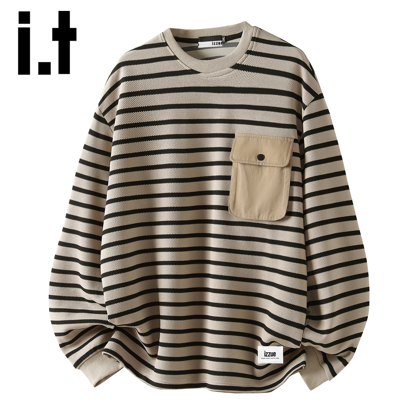 itizzue条纹长袖t恤男潮流体恤