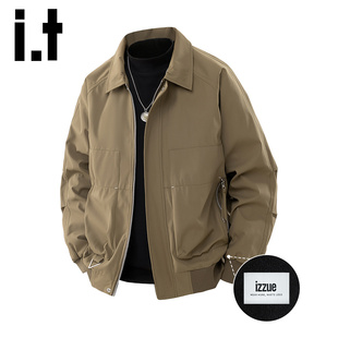 it izzue春秋季美式飞行夹克男款潮牌工装翻领复古宽松休闲外套Y