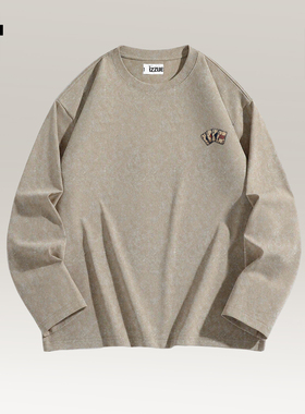 it izzue欧美潮牌长袖男士t恤2025新款打底衫男款纯棉圆领上衣4P