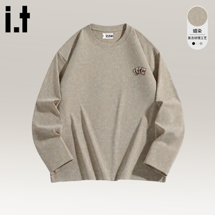 it izzue欧美潮牌长袖男士t恤2025新款打底衫男款纯棉圆领上衣4P
