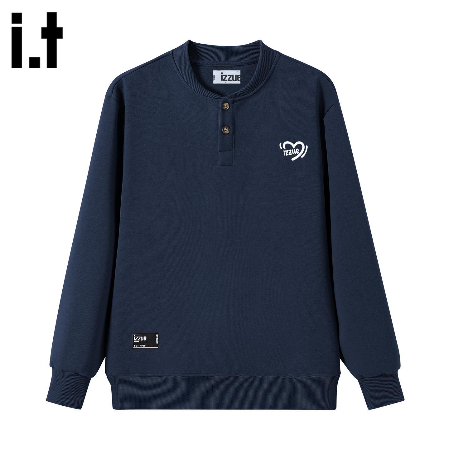 it izzue新款潮牌棒球领卫衣男2025秋季宽松美式简约个性套头衫A