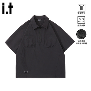 翻领短袖 POLO衫 男士 半拉链轻薄衬衫 工装 2026年夏季 izzue新款