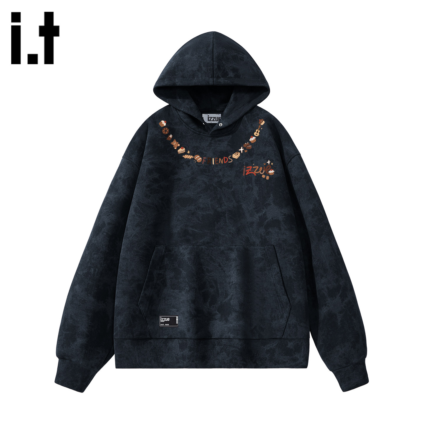 itizzue原创重磅蜡染连帽卫衣男