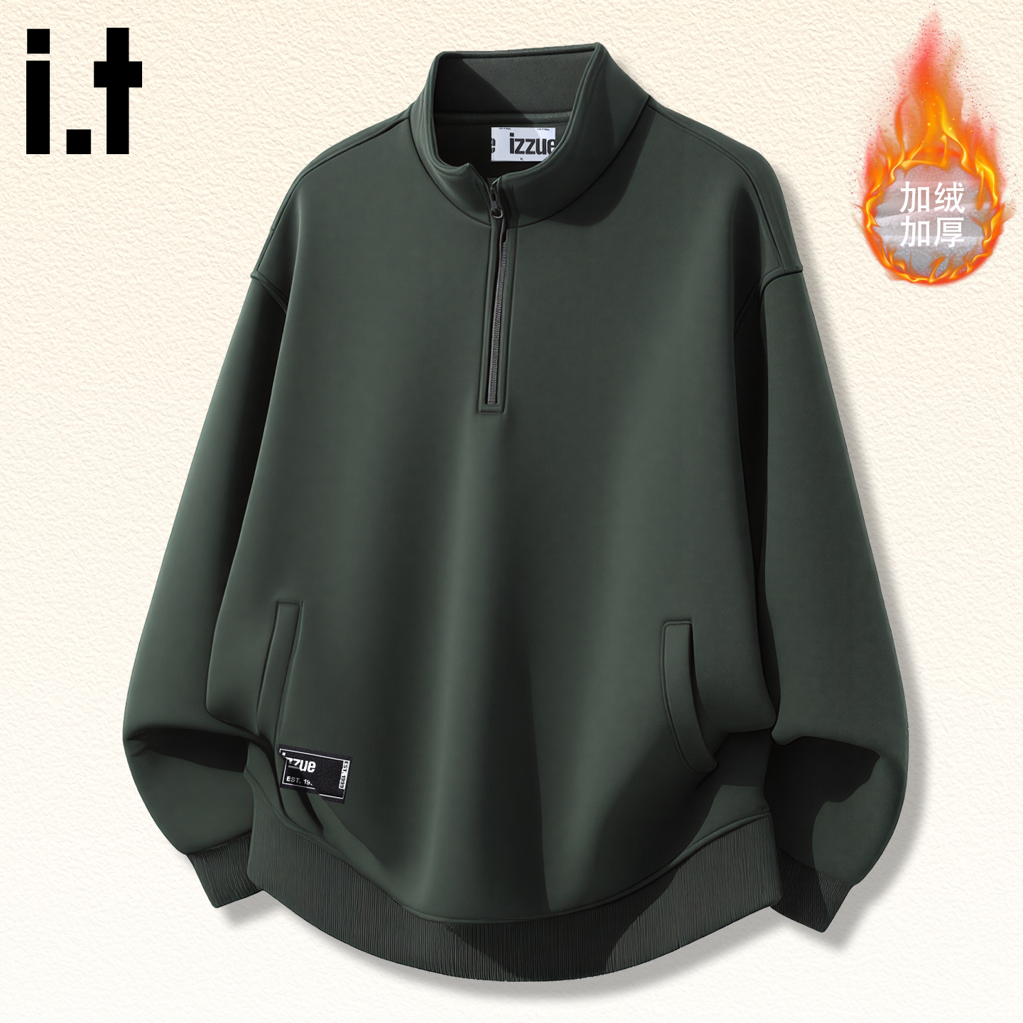 it izzue摇粒绒卫衣男女加绒冬季通勤保暖内搭长袖2025新款上衣4P