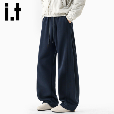 itizzue秋冬加绒直筒卫裤男士